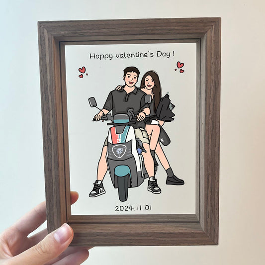 Custom Cartoon Couple Portrait — Personalized Acrylic Frame