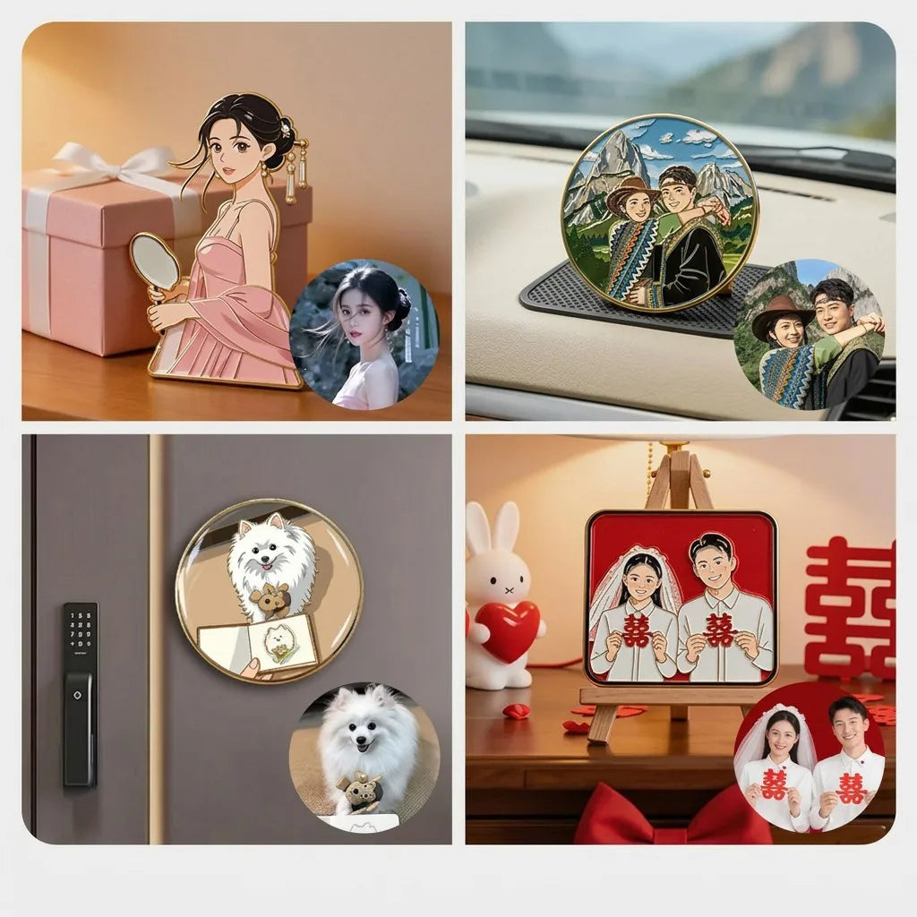 Custom Engraved Photo Magnet — Brass Micro-Relief Keepsake