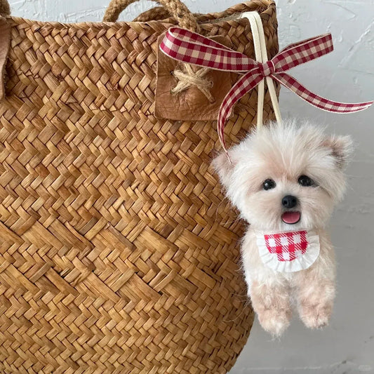 Custom Fluffy Dog Keychain — Handmade Chenille Stem Figurine