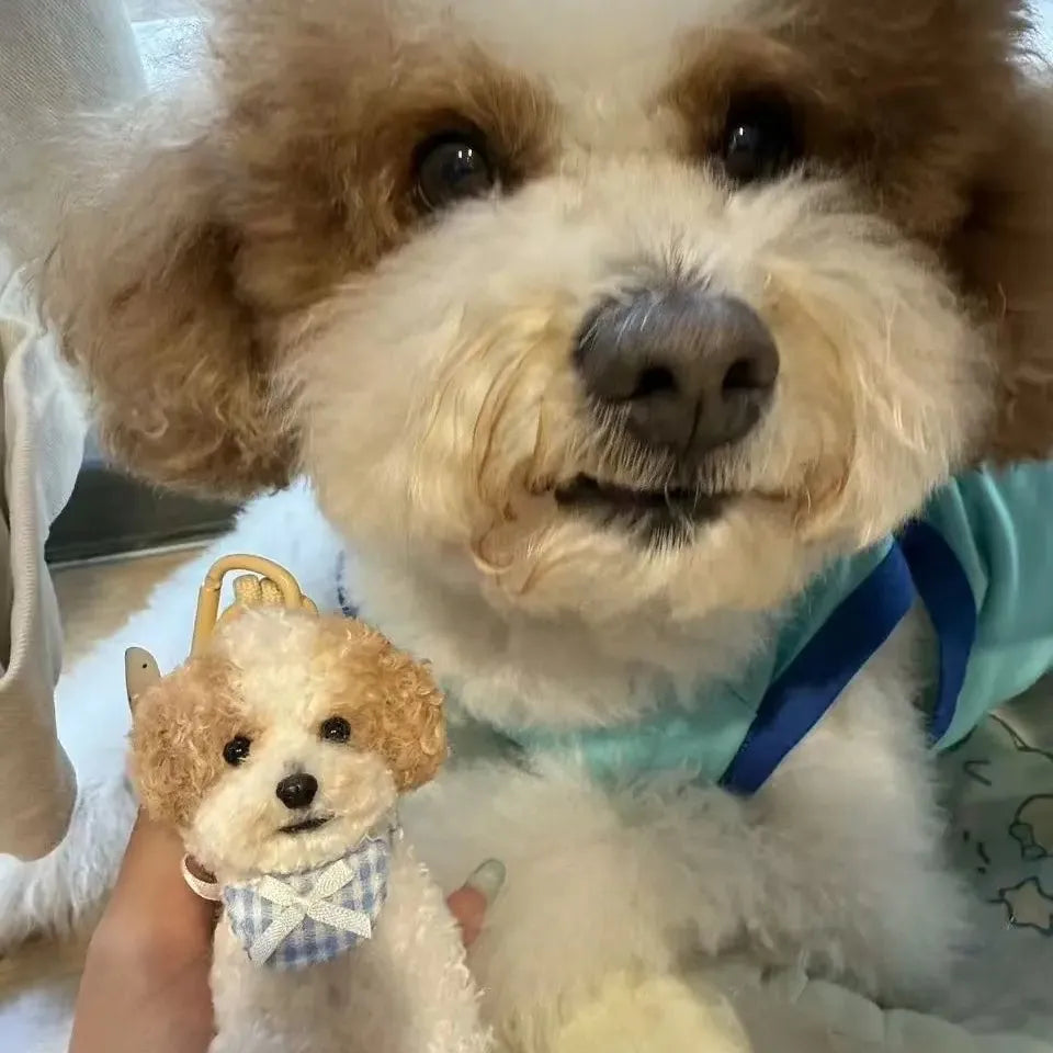 Custom Fluffy Dog Keychain — Handmade Chenille Stem Figurine